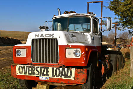 FIRESTEEL, SOUTH DAKOTA, April 27, 2021: The old truck is a Mack, a company which produces Mack Trucks, Inc. and was founded in 1900 as the Mack Brothers Company,のeditorial素材