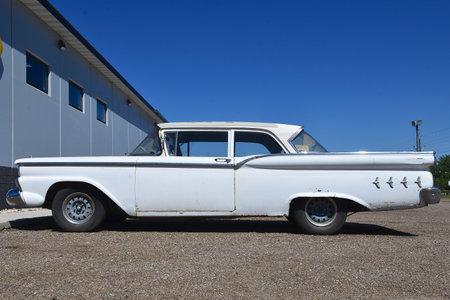 SISSETON, SOUTH DAKOTA, May 27, 2021:  The old 1959 Ford Galaxy is a product of the Ford Motor Company located in Dearborn, Michigan started by Henry Ford and incorporated on June 16, 1903.のeditorial素材