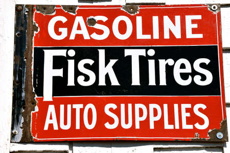 ROLLAG, MINNESOTA, September 3, 2021:  The old FISK TIRE sign is displayed the annual WCSTR farm threshers reunion in Rollag held each labor Day weekend where thousands attend.のeditorial素材