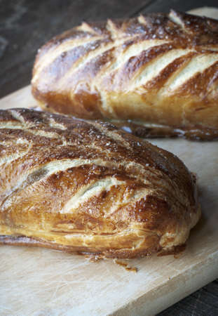 Fresh baked filet mignon in puff pastry with mushroomの写真素材