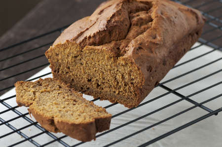Fresh homemade baked Autumn pumpkin quick bread の写真素材