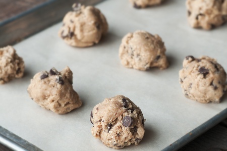 Cookie dough drops ready for the ovenの写真素材