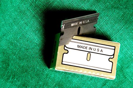 made in the U.S.A. razor blade and boxの写真素材