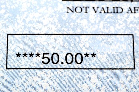 fifty dollar check  with great detailの写真素材
