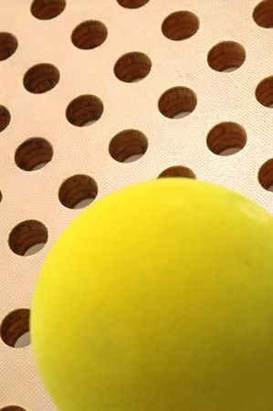 platform tennis paddle and sponge ball detailの写真素材