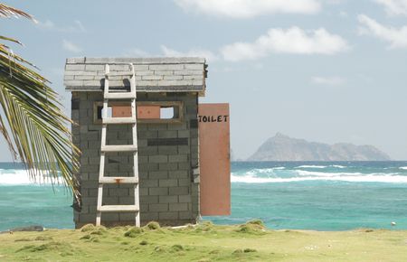 outhouse by the seaの写真素材