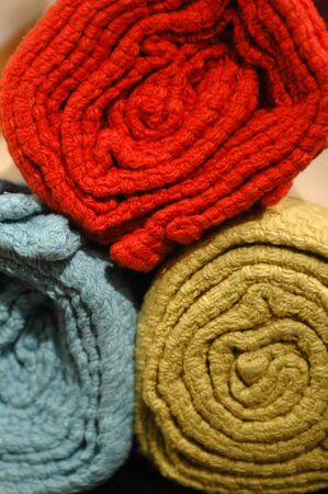 colorful material rolls vertical macroの写真素材