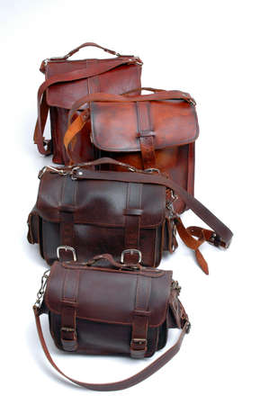 leather bags handmade group of sizesの写真素材