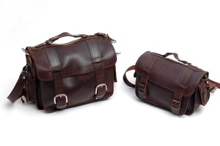 leather bags handmade group of sizesの写真素材