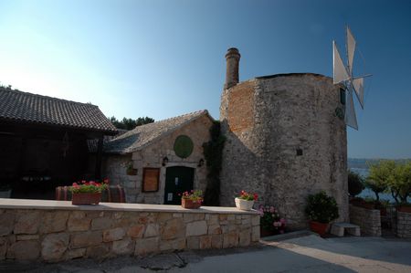 wine bar old windmill in europe by the sea