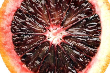 blood oranges citrus fruit one sliced openの写真素材