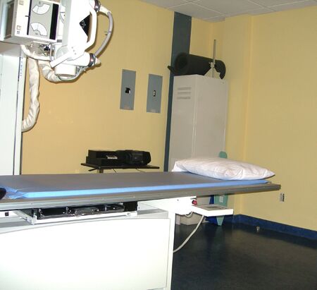 x-ray machine and table in radiology medical center      の写真素材