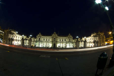 presidential palace plaza de armas night scene with movement streaks llima peru south-americaの写真素材