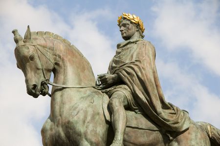 statue Napoleon Bonaparte  in Diamant Square Ajaccio Corsica France 