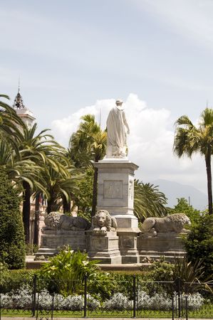 Statue of Napoleon as First Consul, Place Foch, Ajaccio, Corsica, France, Europeの写真素材