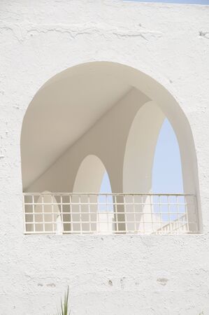 Tunisia Africa Sidi Bou Said building with classic white architecture archesの写真素材