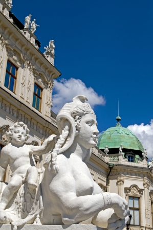 Baroque sphinx statue bust at Belvedere Castle Vienna Austria Europeのeditorial素材