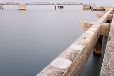 detail of a empty pier near Lisbon, Portugalの写真素材