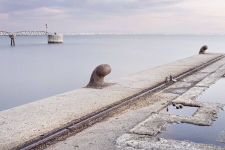 detail of a empty pier near Lisbon, Portugal