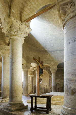 Magnificent interior church. Abadia Sant Antimo, Siena, Italyのeditorial素材