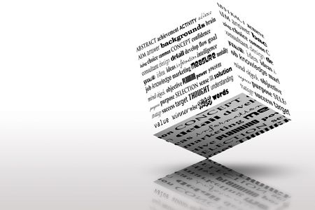 Cube with business slogans on all sidesの写真素材