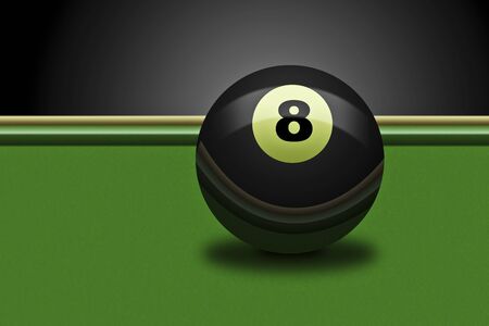Illustration of an billards eightball on a table