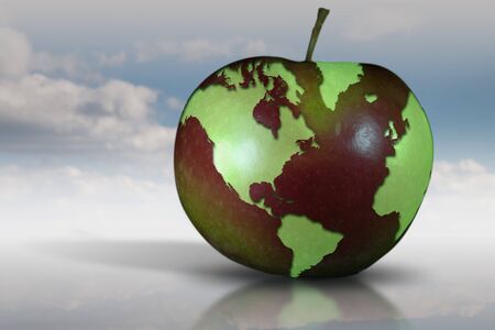 Concept image with world map on an appleの写真素材