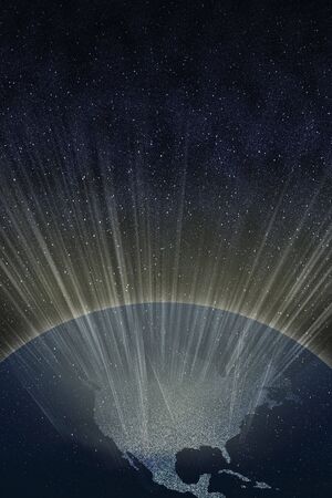 Concept image with globe and map north america glowingの写真素材