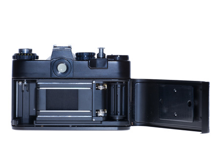 vintage analogue film camera isolated background