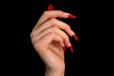 Nails Human fingers with long fingernail and beautiful manicureの写真素材