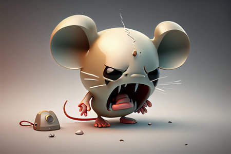 Angry Mouse Wearing Hat Artwork, The Miniature Mouse showing Anger, Concept Art