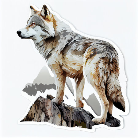 Fierce Howling Wolf Sticker: Unleash Your Inner Wildness Today!の素材 [FY310199048963]