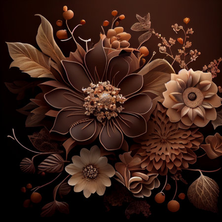 Autumn background with flowers, leaves and berries. Vector illustration.の写真素材