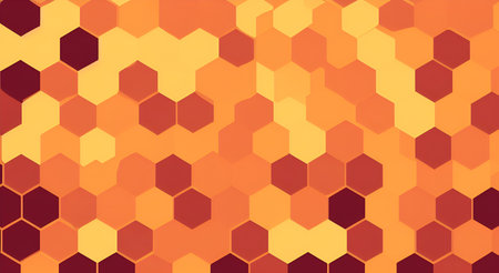 Abstract geometric background with hexagons. Vector illustration. Orange color.