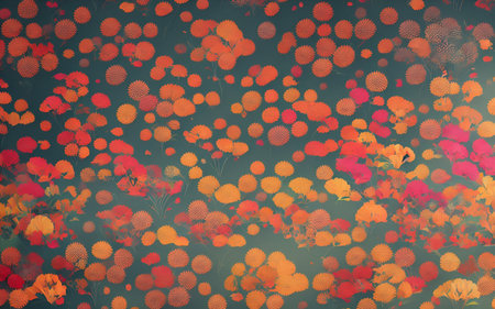 Autumn background with red and orange flowers. Vector illustration. EPS 10