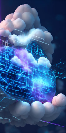 Cloud computing technology abstract background. 3D rendering, 3D illustration.