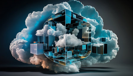 Cloud computing technology concept. Futuristic illustration. Generative AIの素材