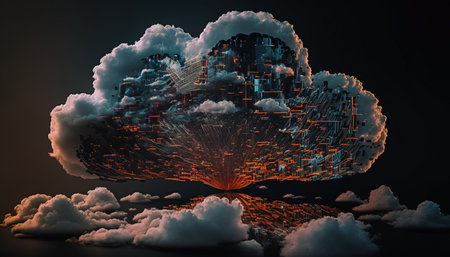 Cloud computing technology concept. Futuristic illustration. Generative AIの素材
