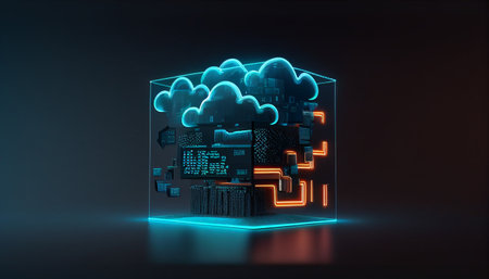 Cloud computing technology concept. Futuristic illustration. Generative AIの素材