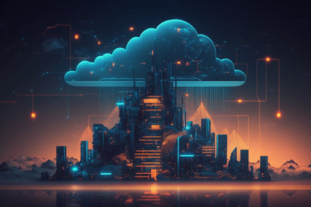 Cloud computing technology concept. Futuristic illustration. Generative AIの素材