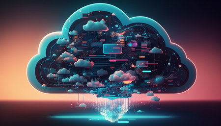 Cloud computing technology concept. Futuristic illustration. Generative AIの素材