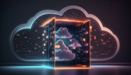 Cloud computing technology concept. Futuristic illustration. Generative AIの素材