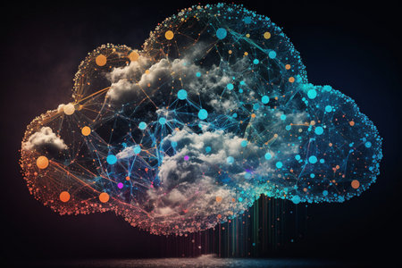 Cloud computing technology concept. Futuristic illustration. Generative AIの素材