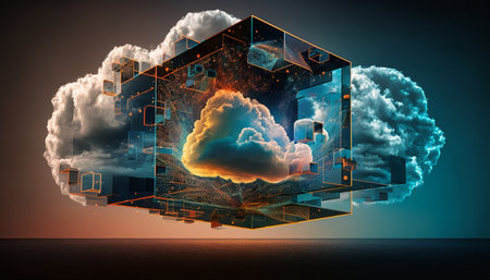 Cloud computing technology concept. Futuristic illustration. Generative AIの素材