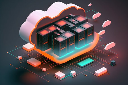 Cloud computing technology concept. Futuristic illustration. Generative AIの素材