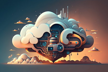 Cloud computing technology concept. Futuristic illustration. Generative AIの素材
