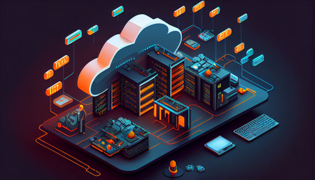 Cloud computing technology concept. Futuristic illustration. Generative AIの素材