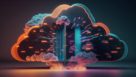 Cloud computing technology concept. Futuristic illustration. Generative AIの素材