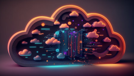 Cloud computing technology concept. Futuristic illustration. Generative AIの素材