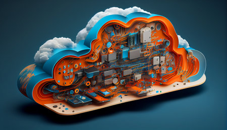 Cloud computing technology concept. Futuristic illustration. Generative AIの素材